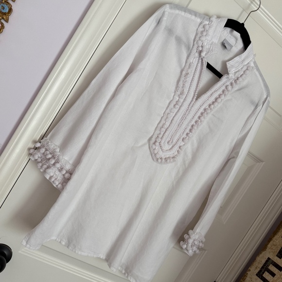 Chico's all white BoHo/Peasant tunic top SZ 12 - Picture 1 of 4